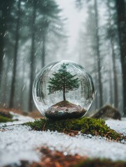 Snow Globe on Snowy Ground
