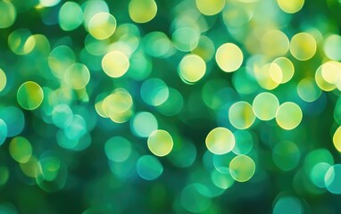 Bright green bokeh lights blur into a defocused, glowing pattern