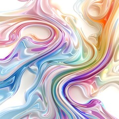 Abstract background featuring elegant swirls of glossy, fluid-like shapes in soft pastel colors on a white backdrop. Creates a gentle, modern, and artistic texture.

