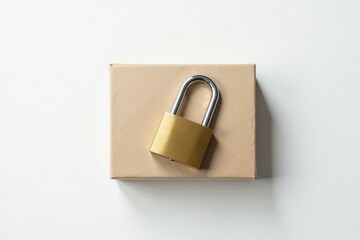 Padlocked box on white background, symbolizes confidentiality, container, guarded information