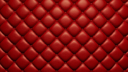 Red Leather Textured Quilted Pattern with Button Detail