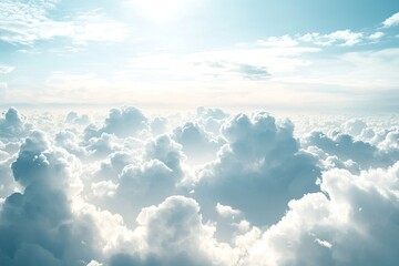 Vast, fluffy clouds meet a bright, sunny sky