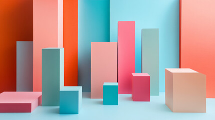 Obraz premium Vector 3d illustration color cubes, design with perspective effect
