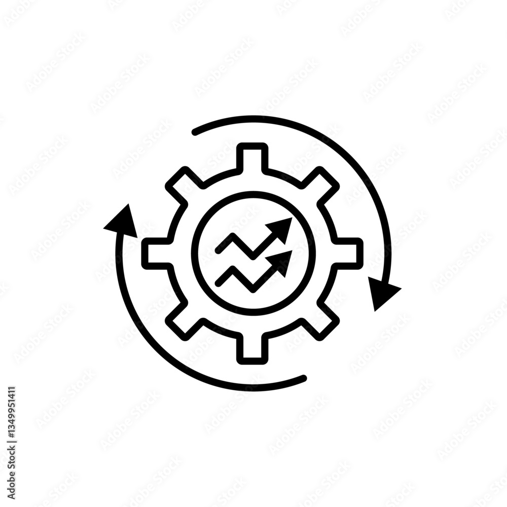 Poster automation and optimization icon vector graphics