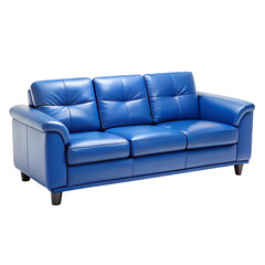 Fototapeta premium Blue leather sofa isolated on transparent background 
