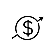 Dollar rate increase icon vector graphics