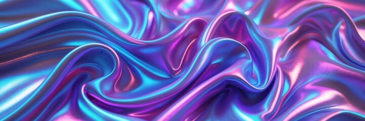 Obraz premium Iridescent waves: A flowing texture of vibrant colors with a smooth and silky appearance