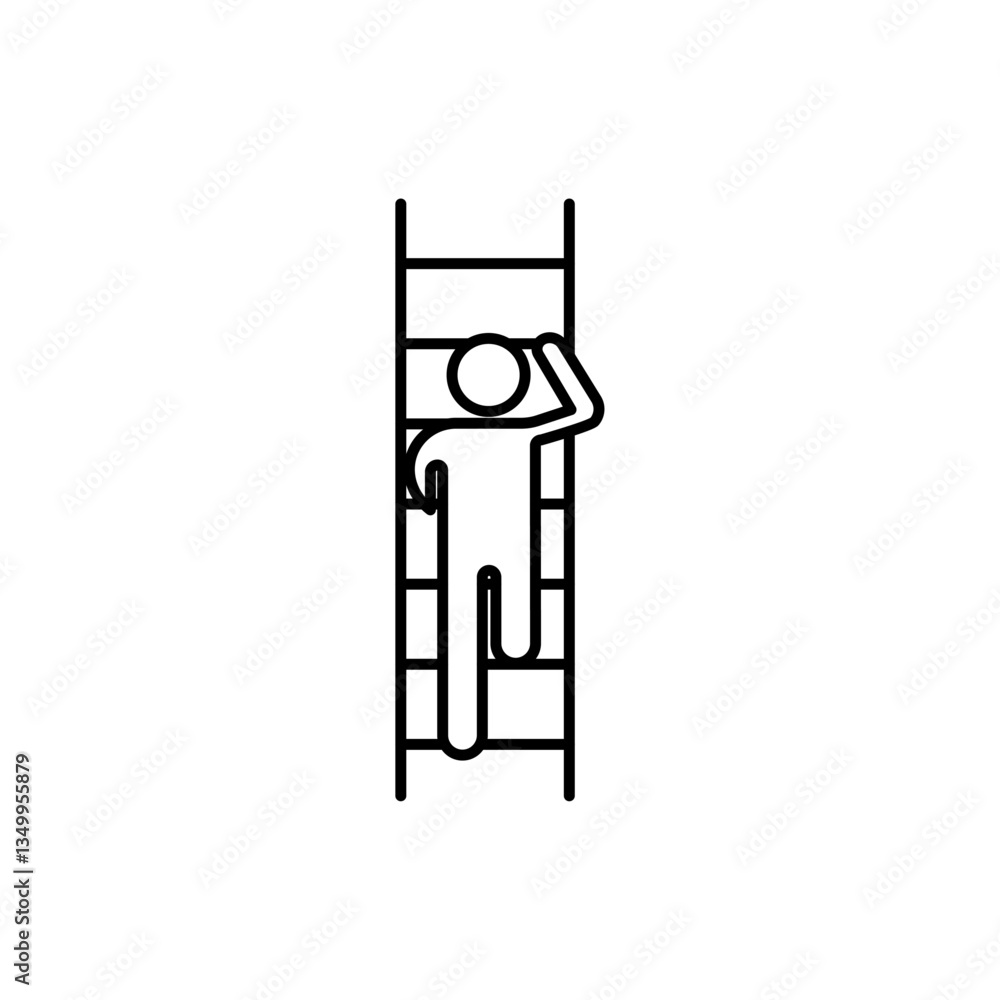 Poster man climbing icon vector graphics