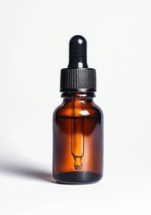 Brown Glass Dropper Bottle Containing Liquid Serum for Health Treatment