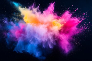 A Dramatic White Powder Explosion Against a Deep Black Background