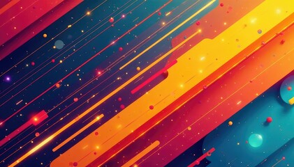 Geometric shapes, abstract lines, bold colors, vibrant, surface