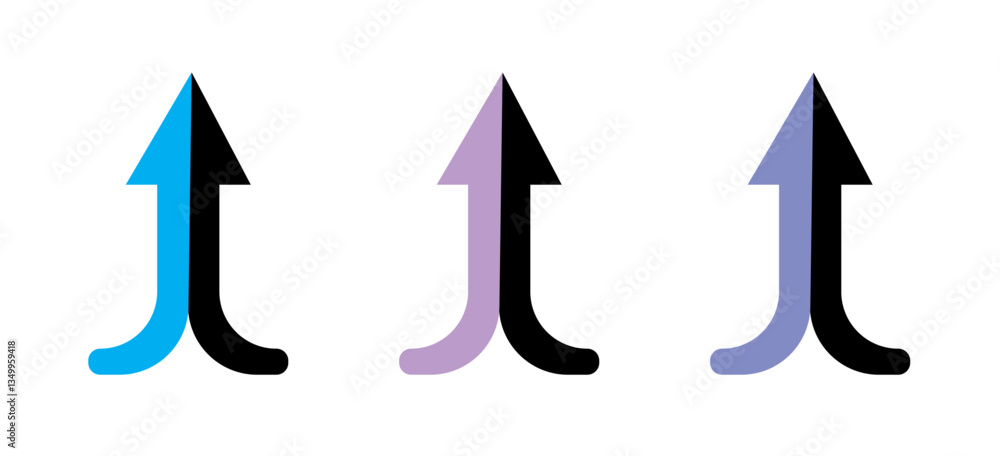 Poster two arrows merging into one icon vector graphics