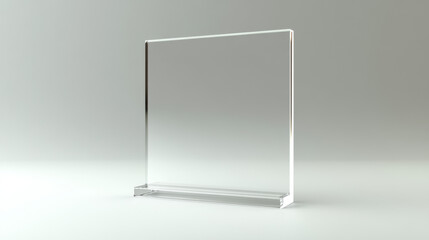 Acrylic holder, glass or plastic display stand for menu or cards, realistic vector illustration. Transparent table holder or tent for price isolated on transparent background