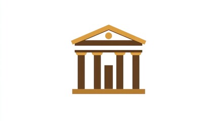 Classical building icon, simple graphic design, minimalist style
