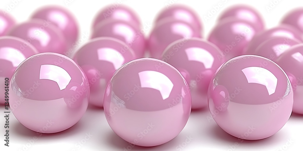 Poster pale pink spheres create an array of gentle reflections and soft hues