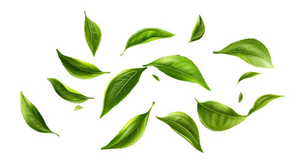 PNG Green tea leaves floating leaf illustration botanical.