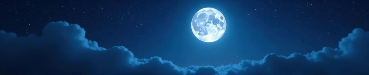 Obraz premium Silvery light of moon illuminates the starry night, lunar, night sky