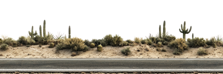 PNG Real asphalt road cactus cacti landscape.