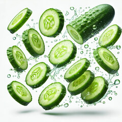 cucumber slices isolated on white