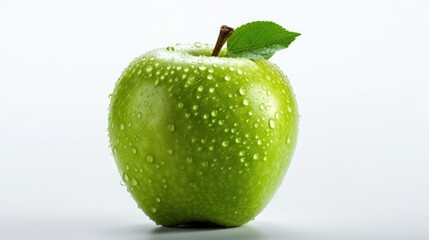 A beautiful and the green color apple on the white background 