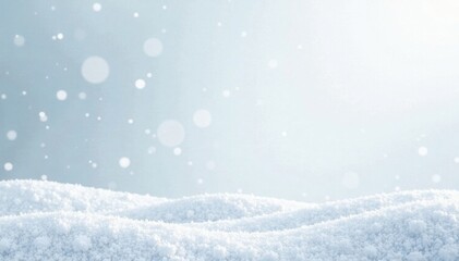 Snowy landscape with white paper texture background and scattered snowflakes , serene, winter