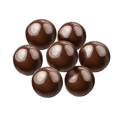 Fototapeta premium Round chocolate coated balls isolated on a transparent background