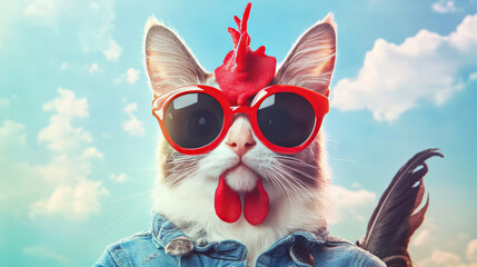 Face filter with animal masks for video chat, selfie photo and social media content. Vector cartoon set of cute nose and ears of dog, cat and rooster for mobile phone application