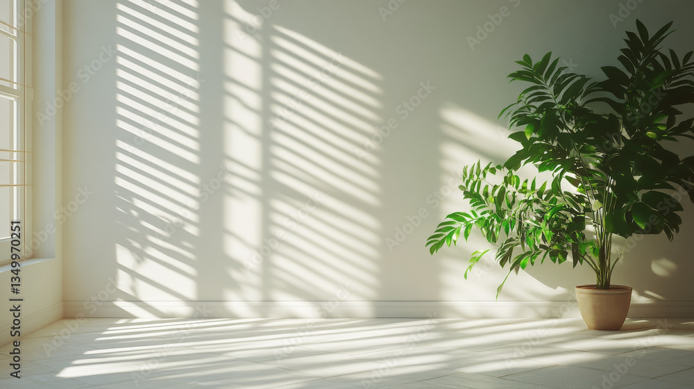 Poster shadow overlay effect backgrounds. vector realistic mockup of room with sunlight from window and gra