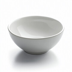 empty white ceramic bowl, Isolated on white Background.