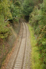 Fototapeta premium Railway track in the province of A Coruna. Galicia. Spain.