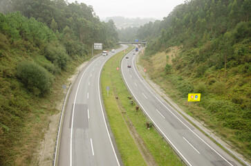 Dual carriageway in the province of A Coruna. Galicia. Spain.