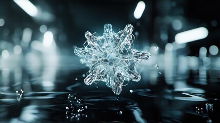 Abstract Crystalline Structure Floating on Dark Water