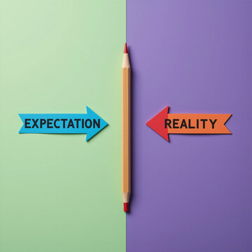 Expectation vs reality concept: educational outlook on mindset and career challenges.