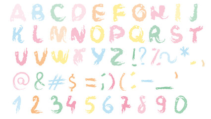 Alphabet Textured  Vector Isolated Set Pastel Colors