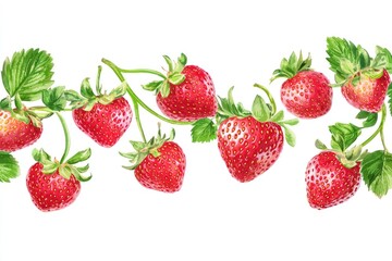 Fresh Strawberry Edges: Vibrant Borders for Creative Design Elements