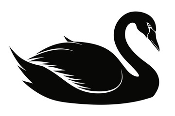 trumpeter swan silhouette black vector