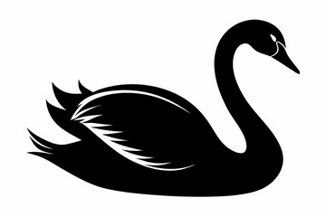trumpeter swan silhouette black vector
