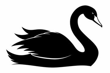 Naklejka premium trumpeter swan silhouette black vector
