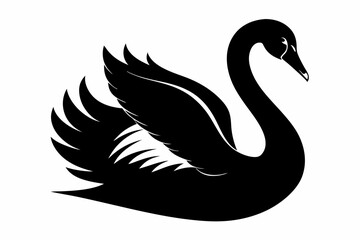 trumpeter swan silhouette black vector