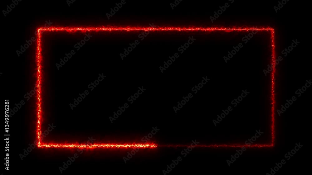 Poster red glowing neon rectangle border frame in the shape rectangle glowing.