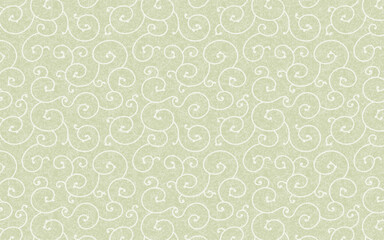 シームレスな和柄和紙のパターン。緑色、唐草模様。