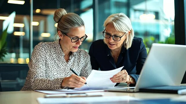 Professional office meeting with a female agent discussing contract details.
