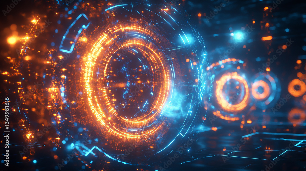 Poster magic portals set with lightning strike and shimmering effects. vector realistic illustration of rou
