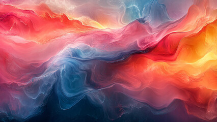 An enchanting abstract background featuring fluid shapes, vibrant colors, and dynamic textures. Perfect for creative projects, this design evokes a sense of motion and energy, blending bold hues with 