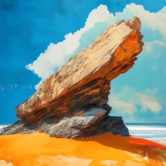 Dramatic Coastal Rock Formation Sunset Scene