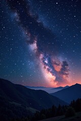 Naklejka premium Vibrant starfield against a stunning black canvas , nebula, starry