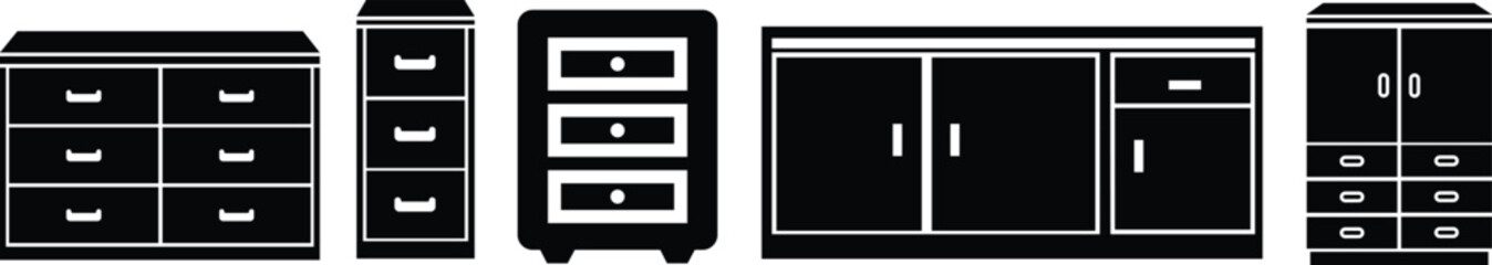 Wardrobe Cabinet Icon in flat set. isolated on transparent background