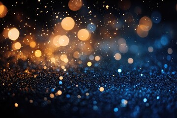 Obraz premium Dark background with shimmering golden and blue lights