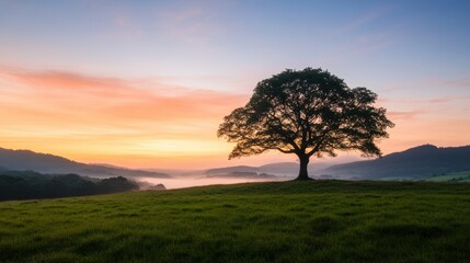 Fototapeta premium rural morning beauty, the serene rural morning bathes the scenery in a gentle light, beckoning for a peaceful moment of contemplation