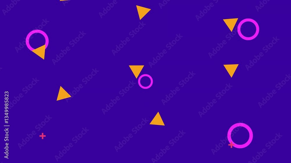 Poster geometric background and abstract designs with various colors are scattered in the background.